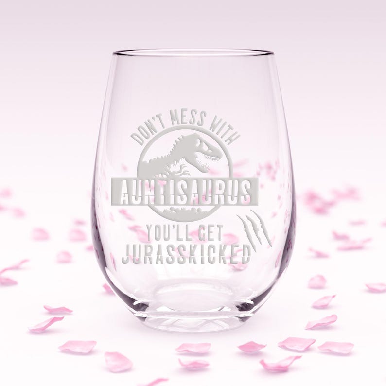 Auntisaurus Stemless Wine Glass - Funny Aunt Gift Bild 7