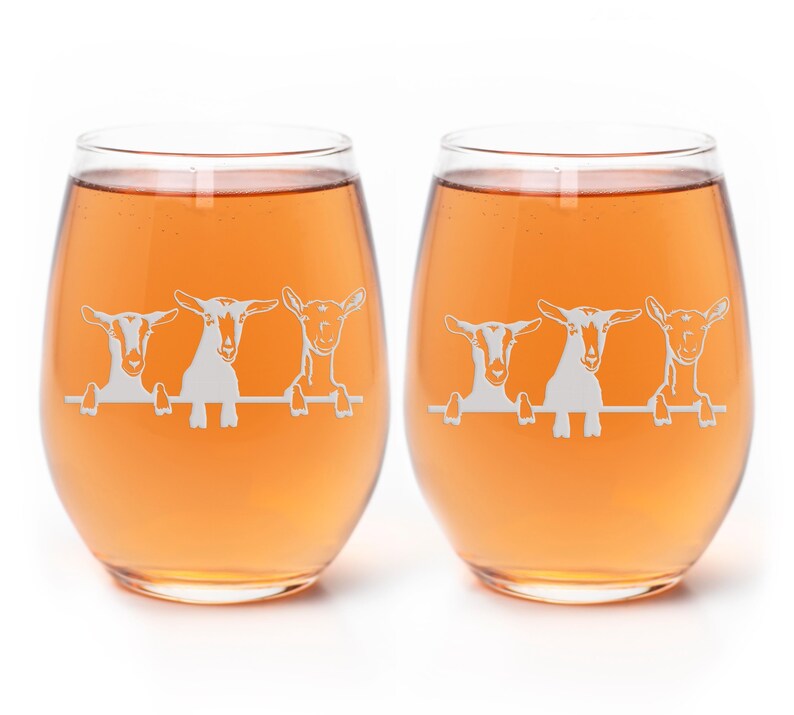 Goats Stemless Wine Glass: Laser Engraved Funny Goat Gift image 5
