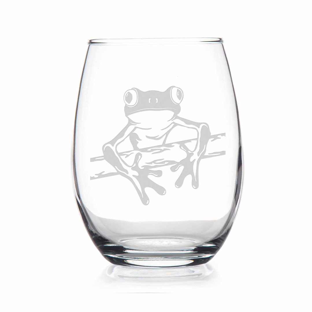 Tree Frog Stemless Wine Glass Tree Frog Gift, Forest Gift, Frogs Gift