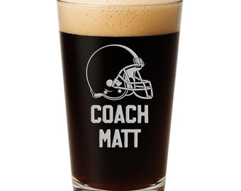 Football Coach Gift Custom Pint Glass Personalized Gifts from Team Coach Appreciation End of Season
