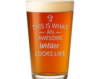 Funny Welder Pint Glass Welding Gift for Him Fathers Day Metal Worker Fabricator