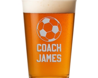 Vaso de pinta personalizado para entrenador de fútbol, ​​regalo ideal para agradecer al entrenador o para regalar al equipo.
