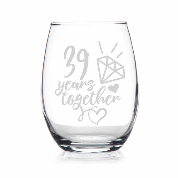 39th Wedding Anniversary Wine Glass Husband & Wife Anniversary Gift 39 Years 