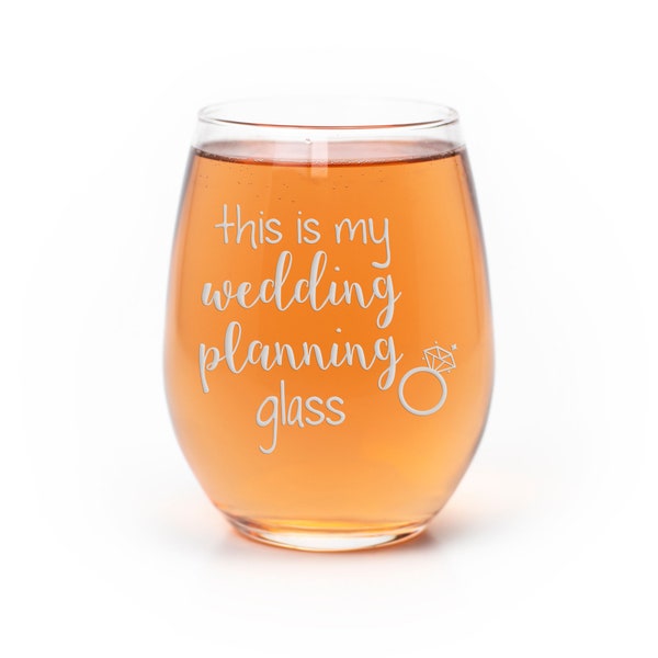 This Is My Wedding Planning Glass With Ring Stemless Wine Glass - Wedding Planner, Wedding Glass, Engaged Gift, Wedding Planning Gift