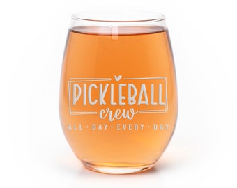 Pickleball Crew Stemless Wine Glass - Serve & Savor, Pickleball Gifts, Gifts For Women, Christmas Gifts