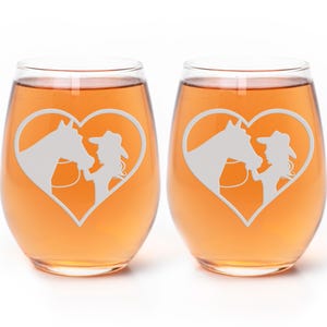 Heart Cowgirl Stemless Wine Glass - Gift Ideas For Horse Lovers, Horse Gift Idea, Horse Lover Gift, Unique Horse Gift, Horse Riding Glass image 5