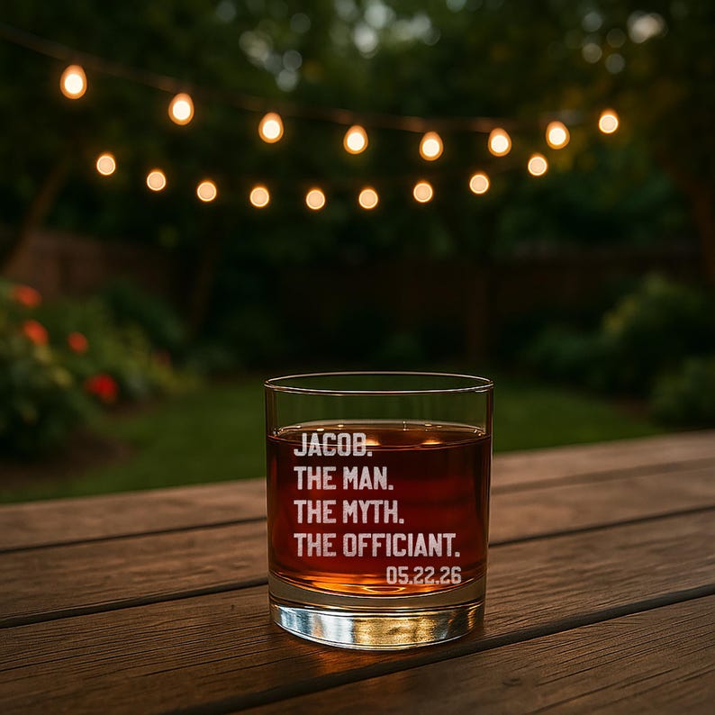 Custom Officiant Gift Rocks Glass, Wedding Thank You, Personalized Gifts for Marriage Officiant image 5