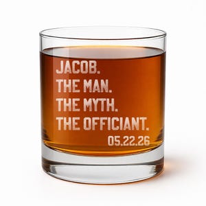 Custom Officiant Gift Rocks Glass, Wedding Thank You, Personalized Gifts for Marriage Officiant image 1