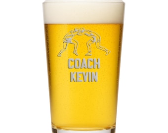 Wrestling Coach Custom Pint Glass Personalized Sports Coach Gift from Team