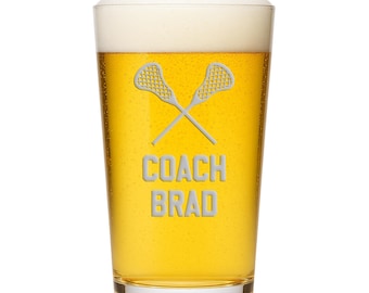 Vaso de pinta personalizado para entrenador de lacrosse, regalos personalizados para entrenadores de lacrosse, fin de temporada.