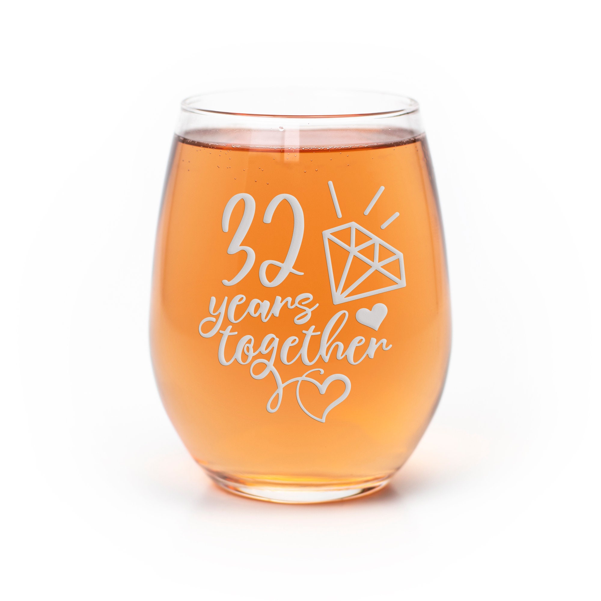 チャングンソク 32th Anniversary Birthday Wine 32 Year 32nd Wedding Anniversary Gift Stemless Wine Glass