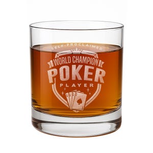 Self Proclaimed Poker Champ Rocks Glass Poker Night Texas Holdem Casino Gift for Him