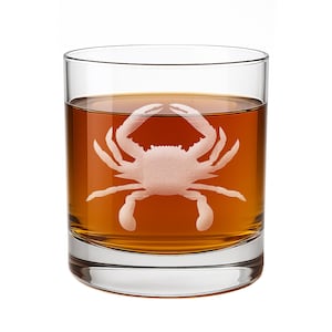 Maryland Blue Crab Rocks Glass - Laser Etched Crab Gift