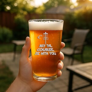 Disc Golf Gift Pint Glass: Laser Etched Funny Beer Cup Bild 3