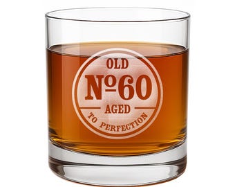 60th Birthday Rocks Glass: Laser Etched Aged Perfection