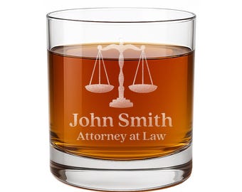 Scales of Justice Whiskey Glass - Funny Lawyer Gift for Law Students, Attorneys, Judges, or Bar Exam Graduation