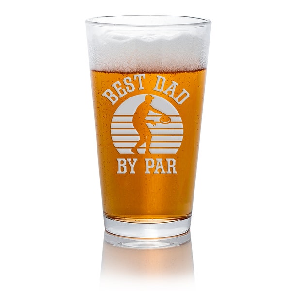 Best Dad By Par Disc Golf Pint Glass - Disc Golf Dad, Disc Golf Gift, Frisbee Gift, Golf Dad