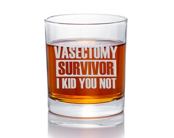 Vasectomy Survivor Round Rocks Glass - Health Harmony, Vasectomy Glass, Funny Vasectomy Gift, Husband Gift, Birthday Gift, Funny Vasectomy