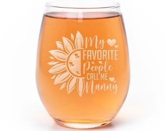 Nanny Sunflower Stemless Wine Glass, Nanny Gift, Appreciation Gifts, Birthday, Christmas