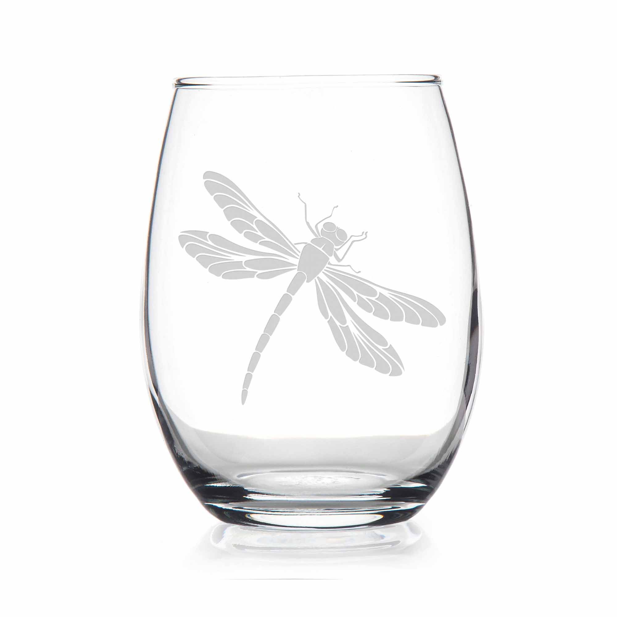 Dragonfly Stemless Wine Glass Dragonfly Gift Dragonfly Etsy