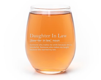 Daughter In Law Definition Stemless Wine Glass - Generational Grog, Daughter In Law, Christmas Gift, Unique Gift, Having Baby