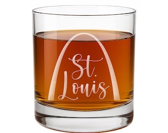 St Louis Arch Round Rocks Glass - St Louis Gift Set, St Louis Fan Gift, Missouri Gift, St Louis Glass