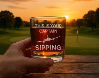 Capitán bebiendo en vaso de whisky redondo Regalo para piloto de aerolínea Regalos de jubilación de aviación para papá