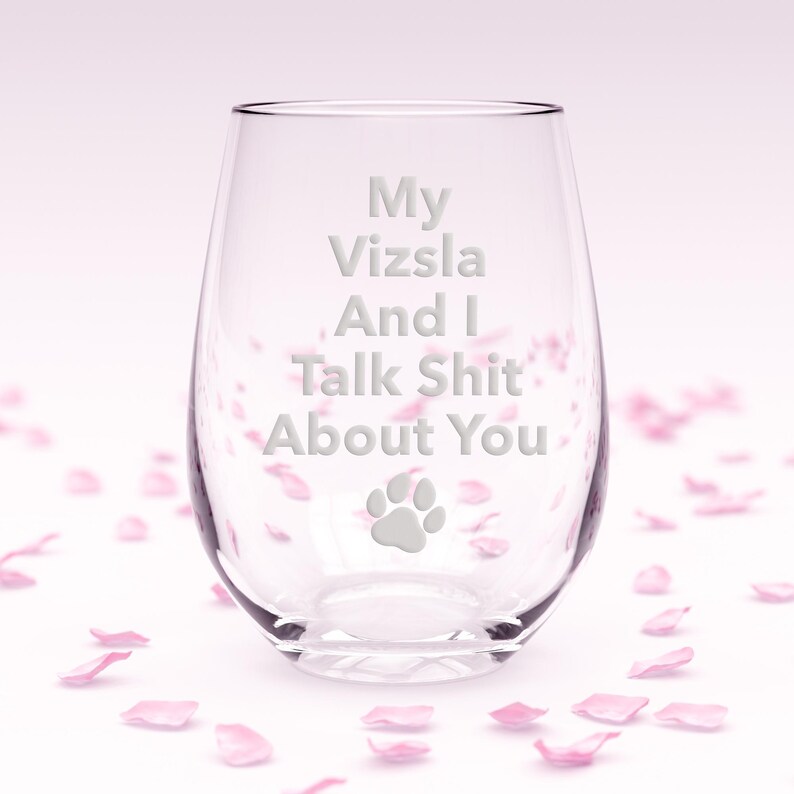 Etched Vizsla Stemless Wine Glass - Funny Dog Mom Gift image 7