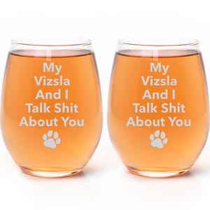 Etched Vizsla Stemless Wine Glass - Funny Dog Mom Gift image 5