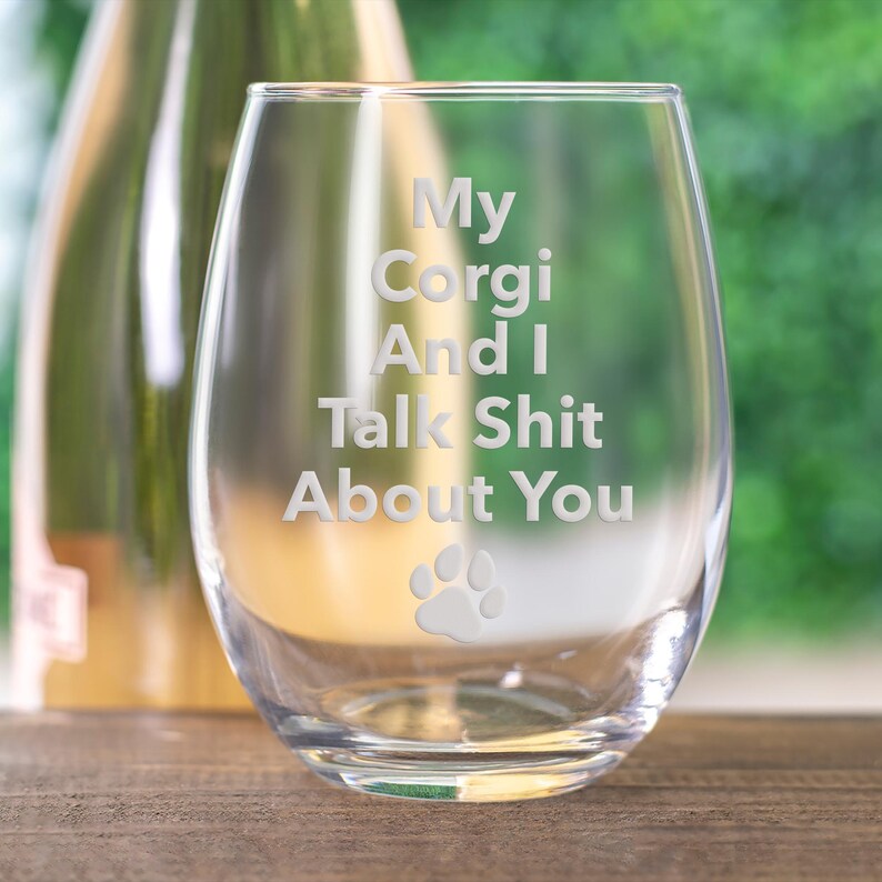 Funny Corgi Stemless Wine Glass: Etched Gift for Dog Owners, Corgi Gifts image 8