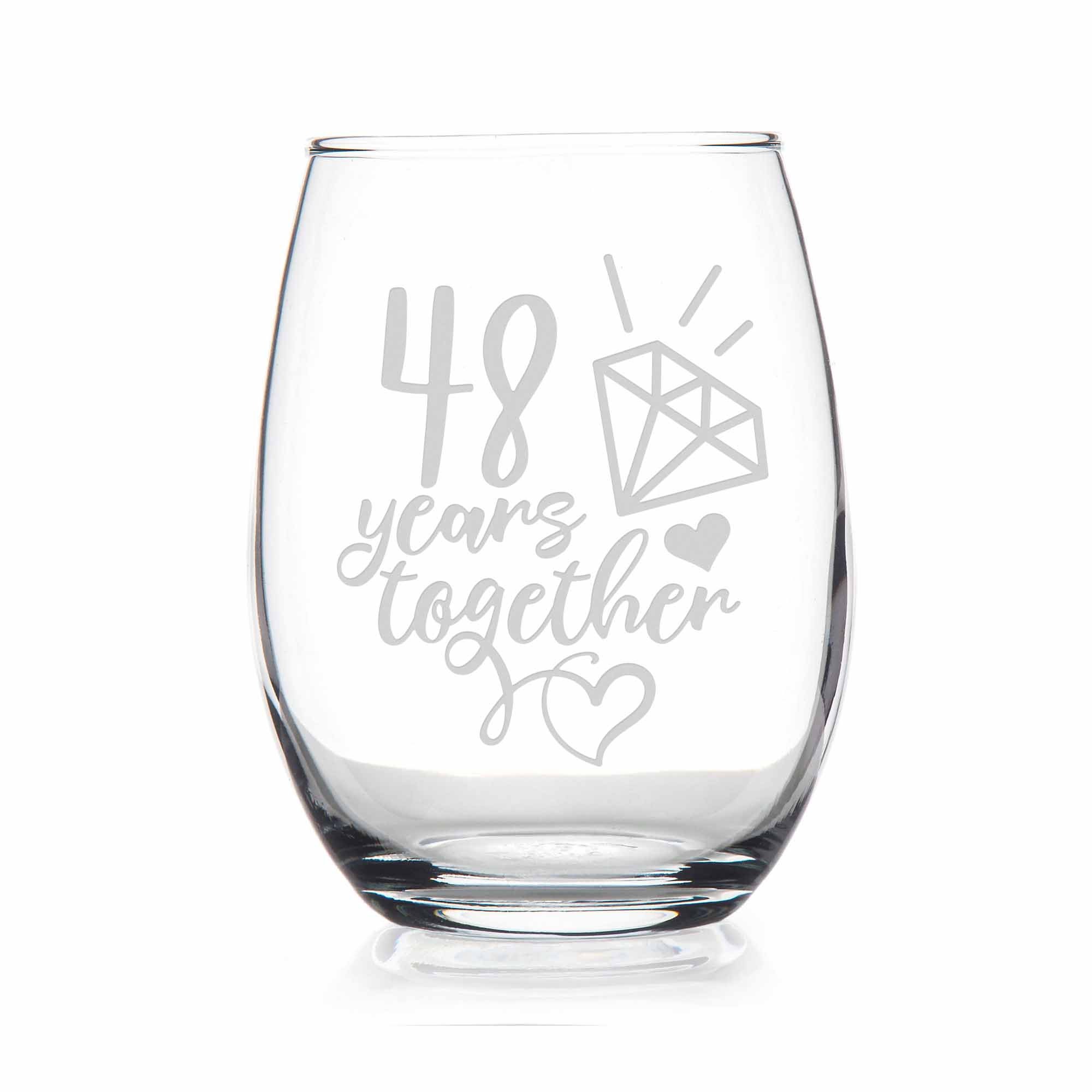 48 Year 48Th Wedding Anniversary Gift Stemless Wine Glass - Etsy Israel