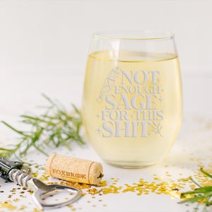 Not Enough Sage For This Stemless Wine Glass - Sarcasm & Spirits, Witchcraft Gift, Witch Gifts, Sage Gift, Mystical Decor, Witch Symbol image 8