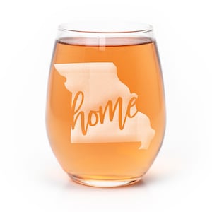 Etched Missouri State Stemless Wine Glass: Missouri Gift