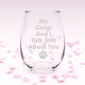 Funny Corgi Stemless Wine Glass: Etched Gift for Dog Owners, Corgi Gifts image 7