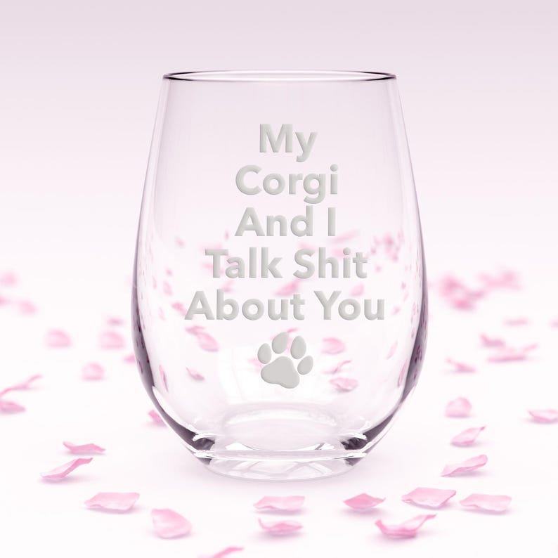 Funny Corgi Stemless Wine Glass: Etched Gift for Dog Owners, Corgi Gifts image 7
