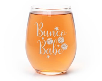 Bunco Babe Stemless Wine Glass - Quiz Night Quencher, Wine Glass, Bunco Glass, Funny Wine Glass, Stemless Wine Glass, Funny Mug, Bunco Gift