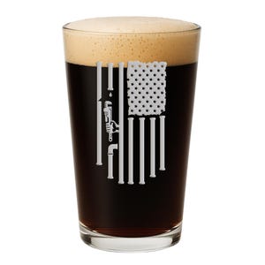 American Flag Plumber Pint Glass - Plumber, Plumbing, Pipe Wrench, Plumber Gift, Tradesman Gift, Handyman Gift, Patriotic Gift