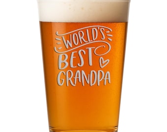 Worlds Best Grandpa Pint Glass - Grandpa Gift, Funny Grandpa Gift, Grandpa Glass, Best Grandpa