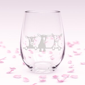 Goats Stemless Wine Glass: Laser Engraved Funny Goat Gift image 7