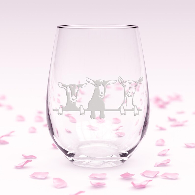 Goats Stemless Wine Glass: Laser Engraved Funny Goat Gift image 7