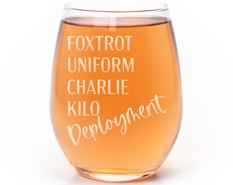 Fck Deployment Stemless Wine Glass - Military Wife Gift