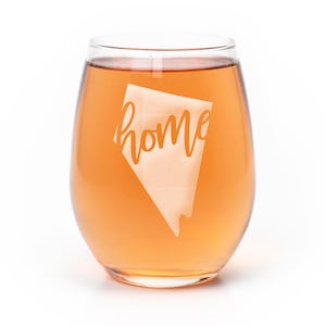 Etched Nevada State Stemless Wine Glass: Nevada Gift