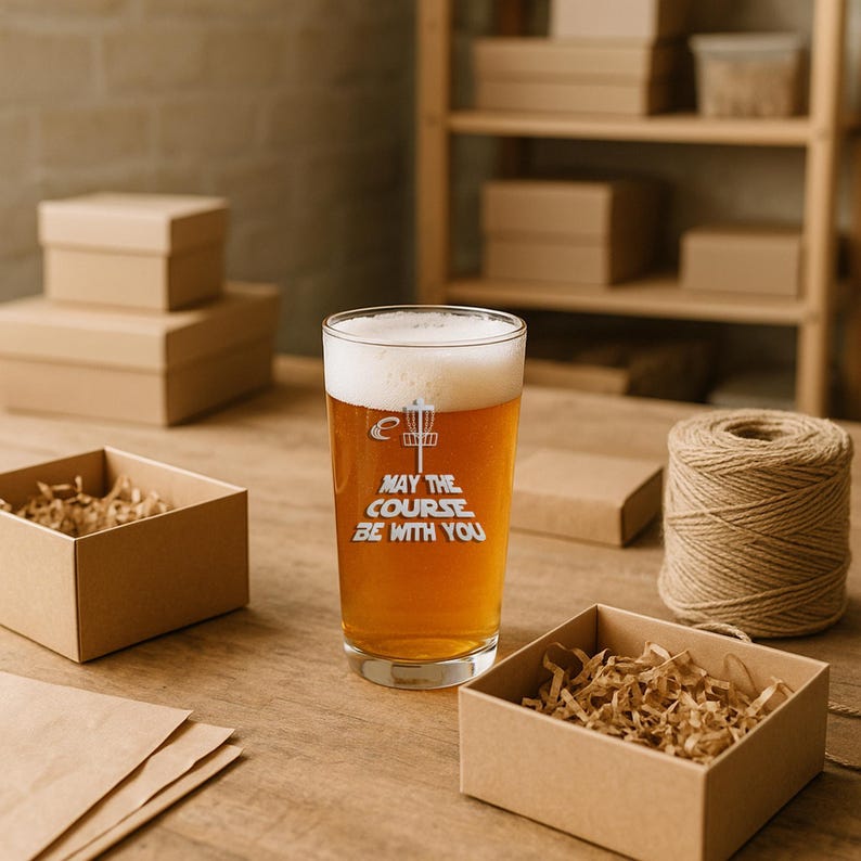 Disc Golf Gift Pint Glass: Laser Etched Funny Beer Cup Bild 7