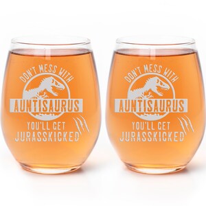 Auntisaurus Stemless Wine Glass - Funny Aunt Gift Bild 5