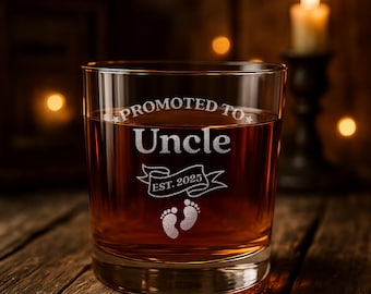 Regalo para el nuevo tío, vaso de whisky, regalos personalizados para el anuncio del embarazo del hermano.