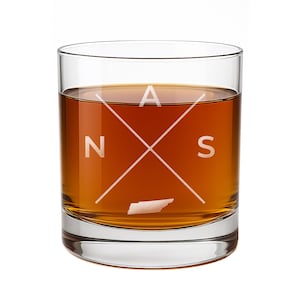 NAS Nashville Tennessee Round Rocks Glass - Nashville Fan Gift, Unique Gift Nashville, Tennessee Gift, Tennessee Fan Glass