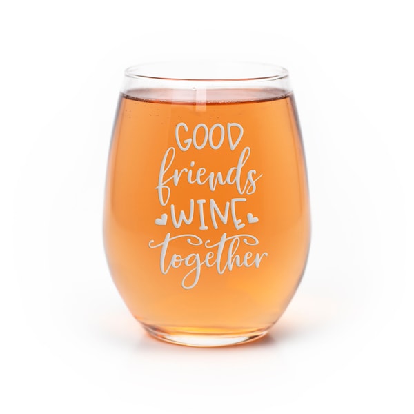 Good Friends Wine Together Stemless Wine Glass - Friend Wine Glass, Christmas Gift Ideas For Friends, Unique And Cute Gift For Friends