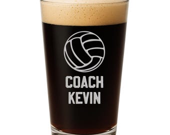 Volleyball Coach Custom Pint Glass, Personalized Team Gift, End of Season Thank You
