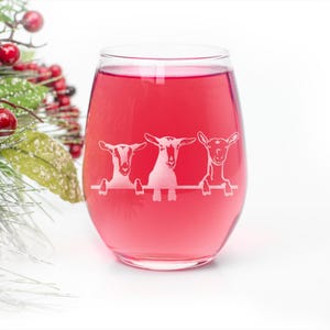 Goats Stemless Wine Glass: Laser Engraved Funny Goat Gift image 9