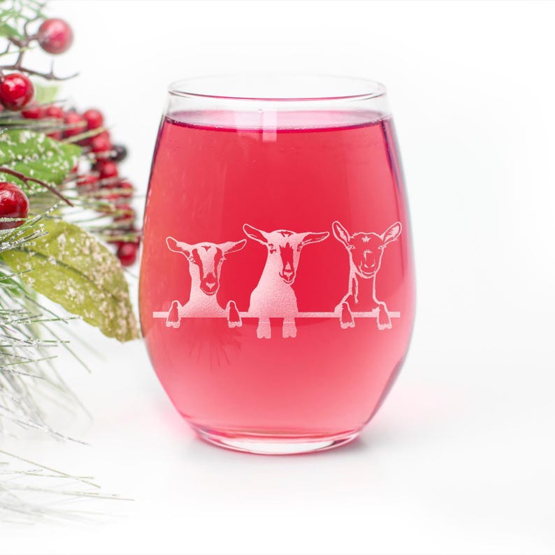 Goats Stemless Wine Glass: Laser Engraved Funny Goat Gift image 9